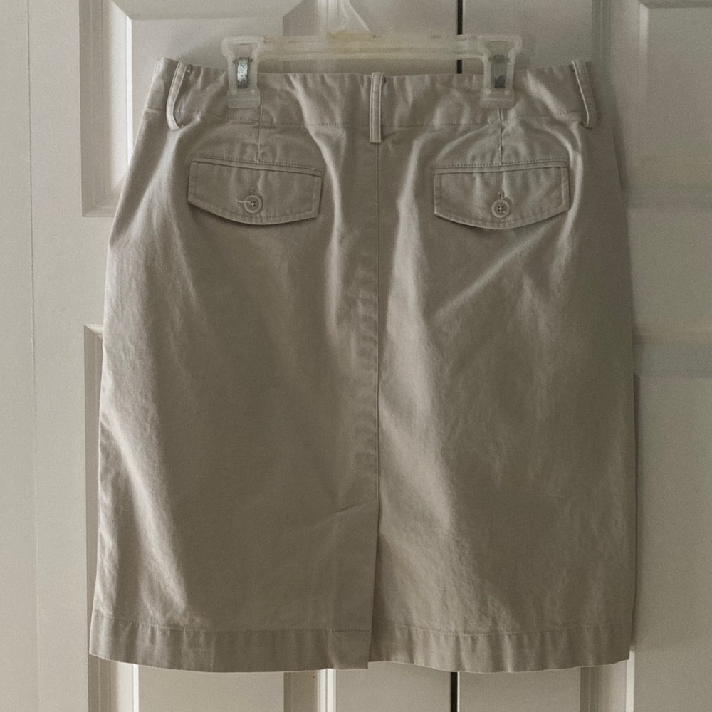 Brooks Brothers 346 womens 8 tan pencil skirt cotton spandex zip hooks pockets - Picture 2 of 10